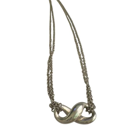 Tiffany & Co Infinity Double Chain Pendant and Necklace in Sterling 14.5" Chain - Picture 5 of 14